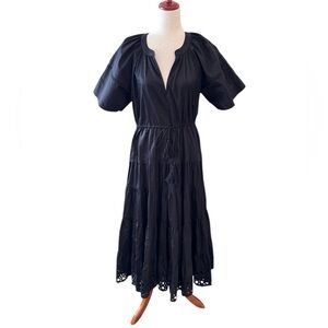 Alexis Black Tiered 100% Cotton Dress‎ Size Medium.